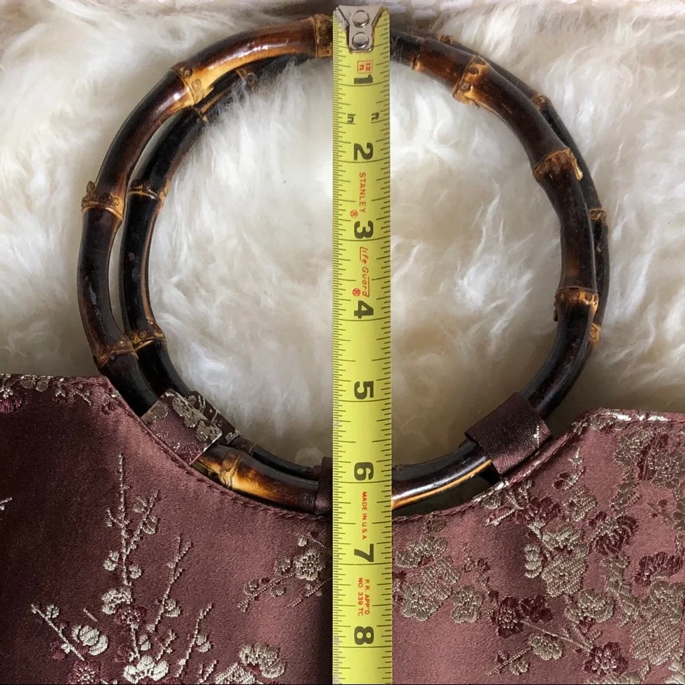 Asian Satin Bamboo Handle Purse